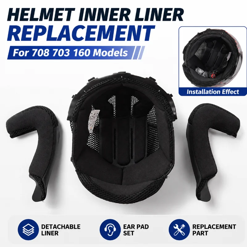 GXT 708 703 160 Helmet Inner Liner Ear Pads Replacement Detachable Interior Cushion Motorcycle Flip Up Helmet Parts