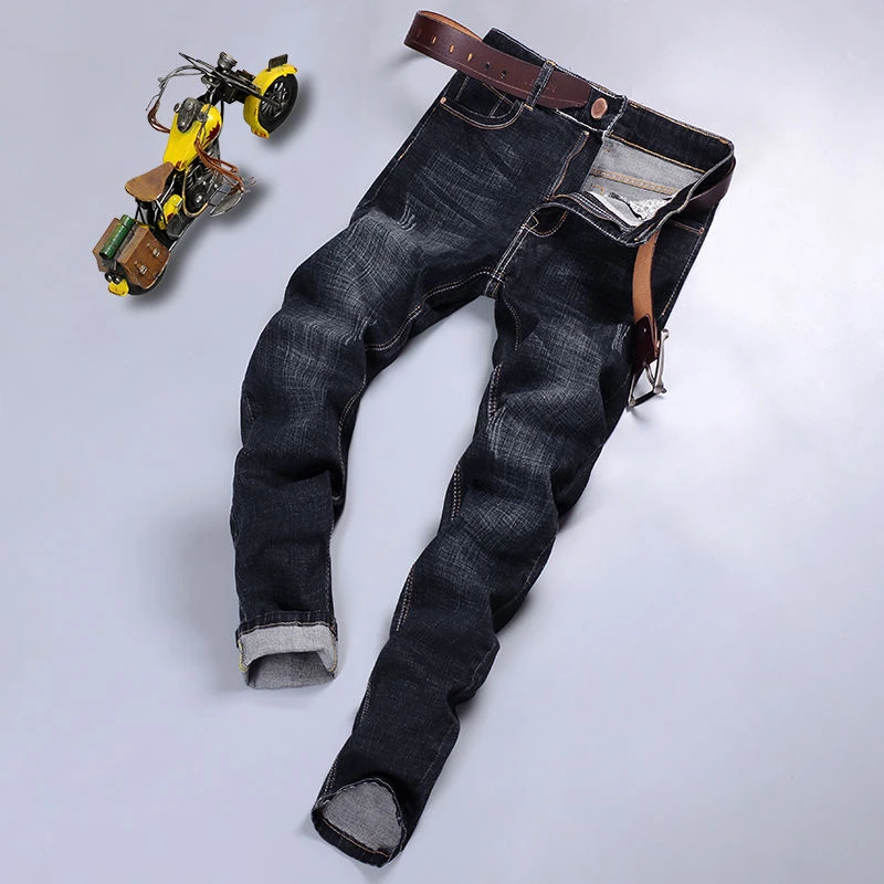 Spring Style Black Jeans Men Slim Fit Straight All-Matching Stretch Korean Youth Ankle-Tied Trendy Pants