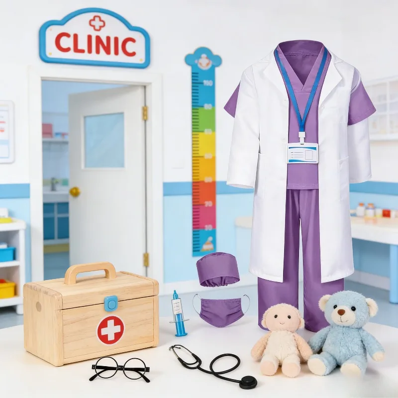 

Детский костюм врача-медсестры для ролевых игр, профессиональный наряд для ролевых игр