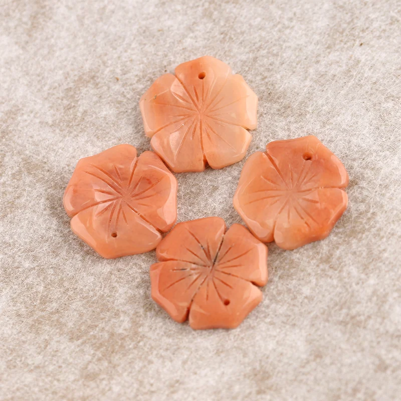 B&F 4PCS Pendant for Necklace Red Agate—Natural Stone Fashion Handmade Jewelry Charm Accessories 22x4mm 12g
