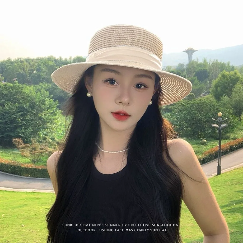 

Summer Sun Protection Straw Hat Parent-Child Mother Daughter Outdoor Wide Brim Lace Woven Beach Sun Hat for Adult and Baby