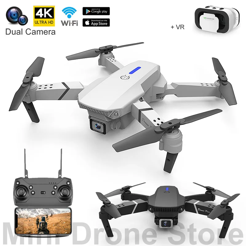 Easy Fly Mini Drone 4K VR Wholesa E88 Folding Quadcopter With Camera Aerial Photography FPV UAV RC Helicopters Toys Free Return