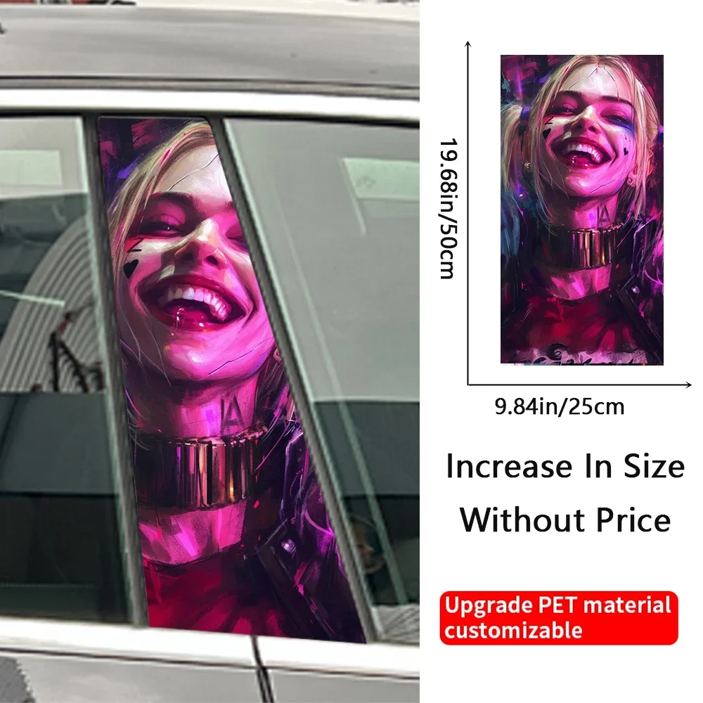 2pcs Sunshine Girl Car B-pillar Stickers Waterproof Auto Center Pillar Sunscreen Vinyl Decals Funny Decoration Cover Scratches