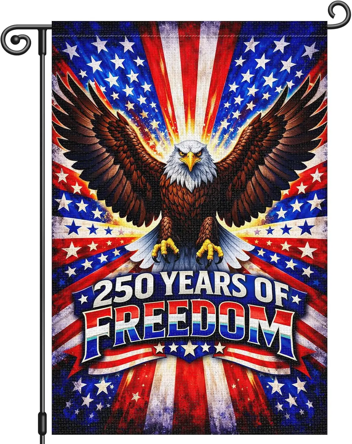Heyfibro 250 Years of Freedom Anniversary Garden Flag 12x18 Inch Double Sided Bald Eagle Patriotic House Flag 250th Annivers AAS