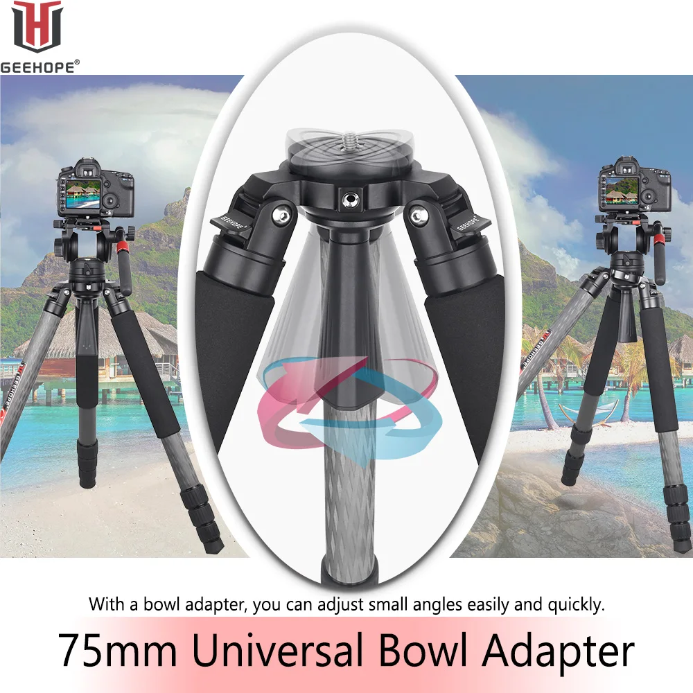 B560C Carbon Fiber Tripod 40mm Tube Professional Heavy Duty Tripod 30kg Load Bowl Tripod for DSLR Camera Shooting Birdwatching