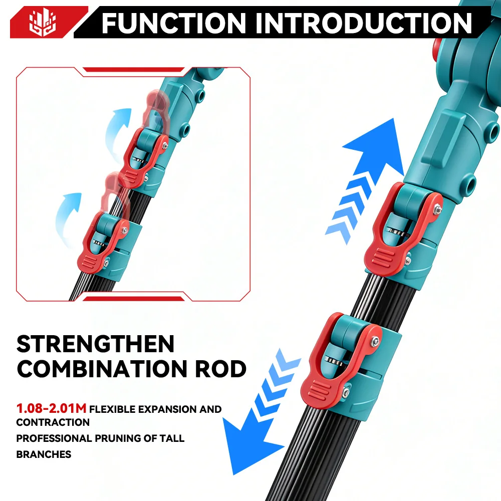ONEVAN 45MM Brushless Telescoping Pole Electric Pruning Shear 2 IN 1 High Branch Garden Power Tool For 21V 18V Battery