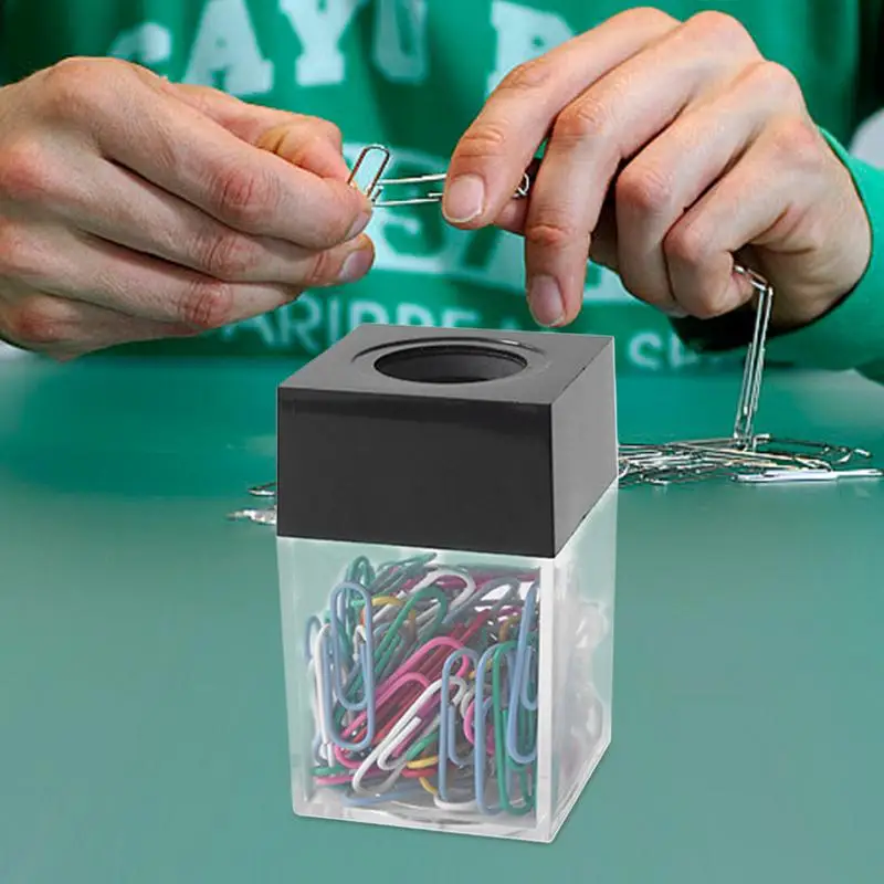 Диспенсер для скрепок, магнитный ящик для хранения скрепок для стола, прозрачный держатель для скрепок, настольный диспенсер для скрепок для бумаг