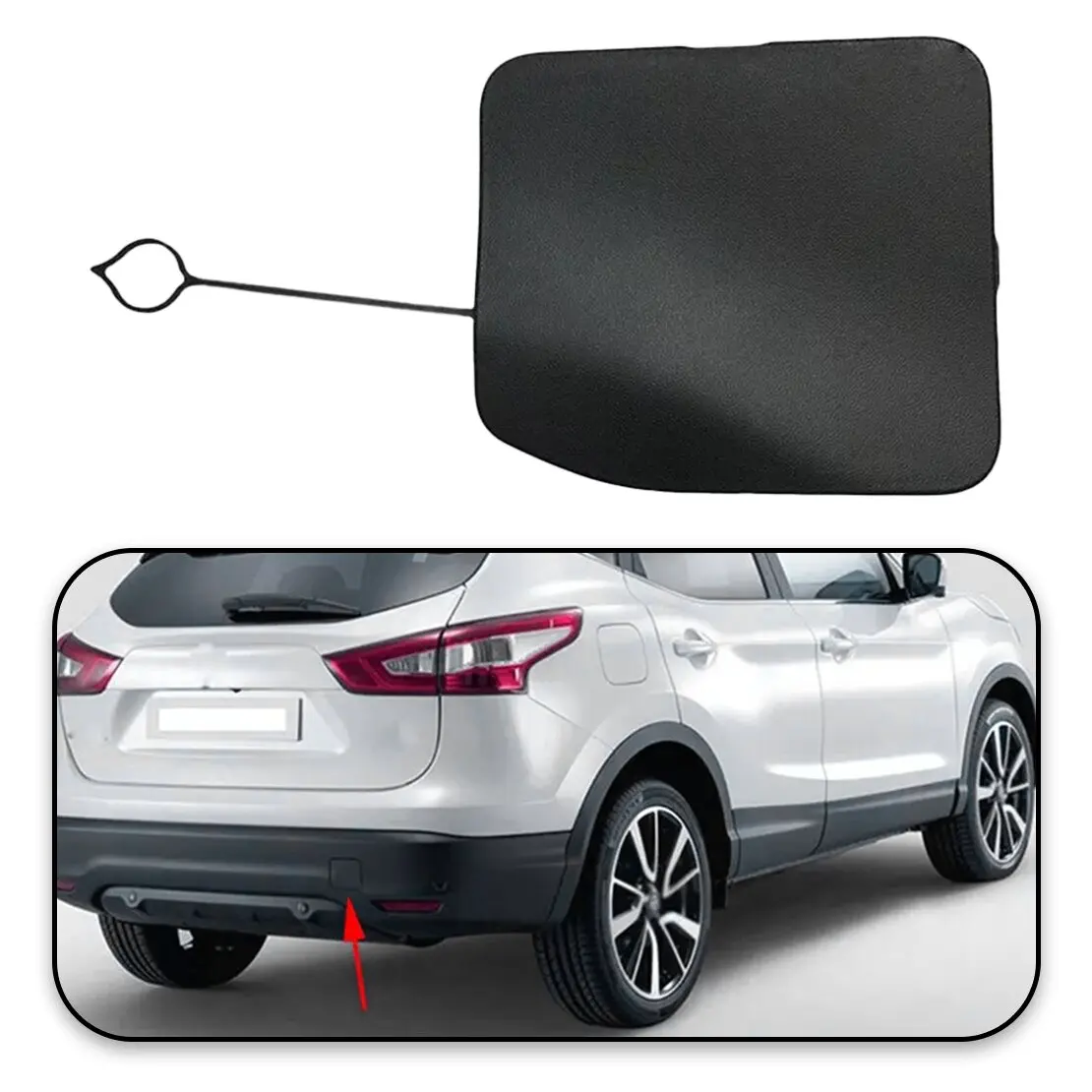85071-4EA0A 850714EA0A Rear Bumper Tow Hook Eye Cover Cap Fit for Nissan Qashqai J11 2014 2015 2016 2017 Black Plastic