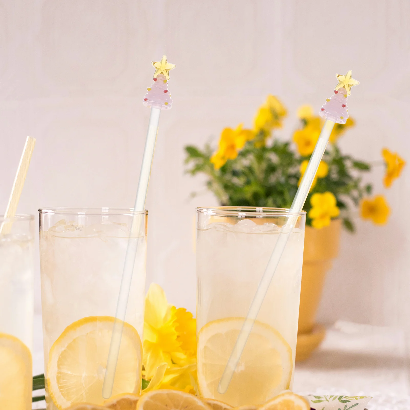 

Holiday Cheer Christmas Tree Glass Stirrers Reusable Swizzle Sticks for Cocktails Coffee Tea Drink Preparation