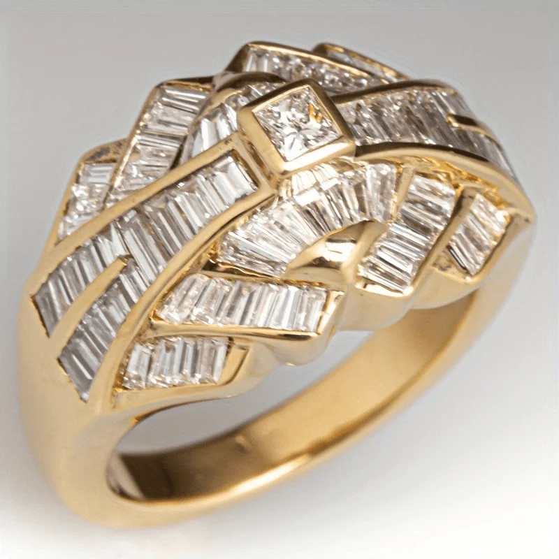 Eleganter Damen-Verlobungsring mit glänzendem Zirkonia, luxuriöser silber-/goldplattierter Ring, Jubiläen, Hochzeitsschmuck, Geschenke