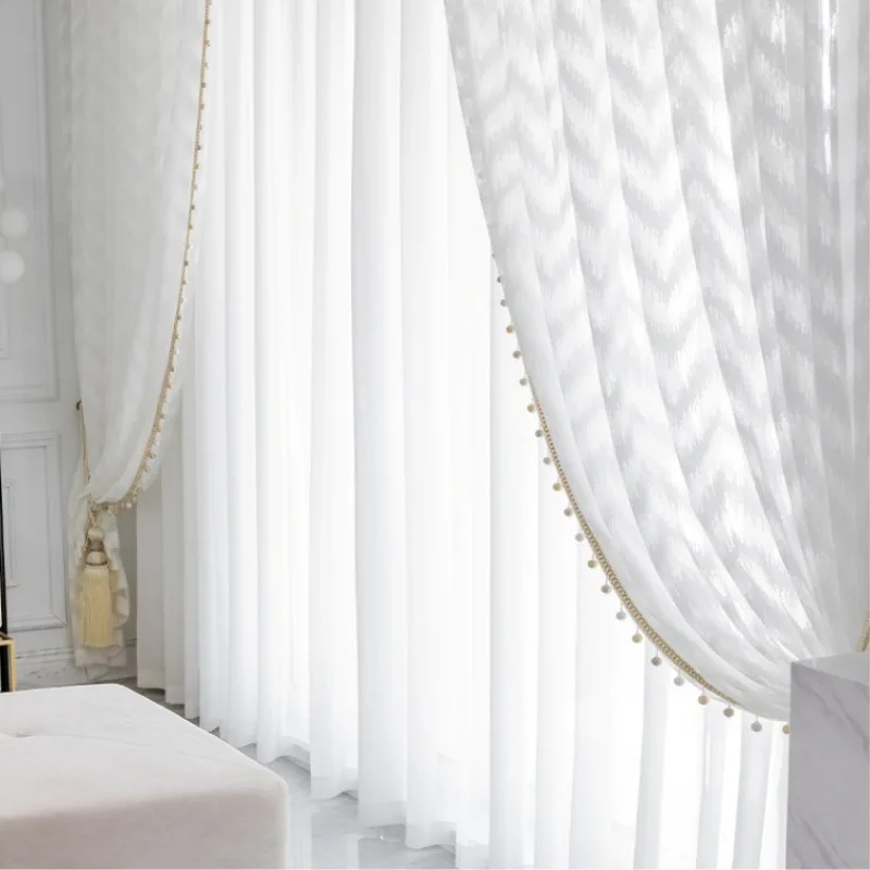 

Light Luxury Modern Corrugated Window Screen High-end Atmosphere Living Room Partition Floor-to-ceiling Window Bedroom Curtain