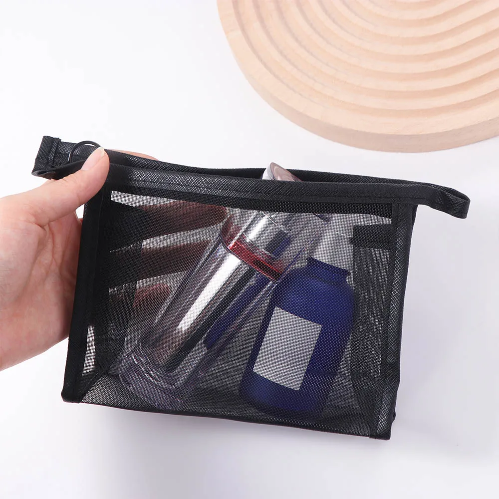 

Повседневная сетчатая косметичка на молнии, большая прозрачная сумка-органайзер для косметики, пенал, сумка для хранения туалетных принадлежностей, несмываемая сумка для умывания