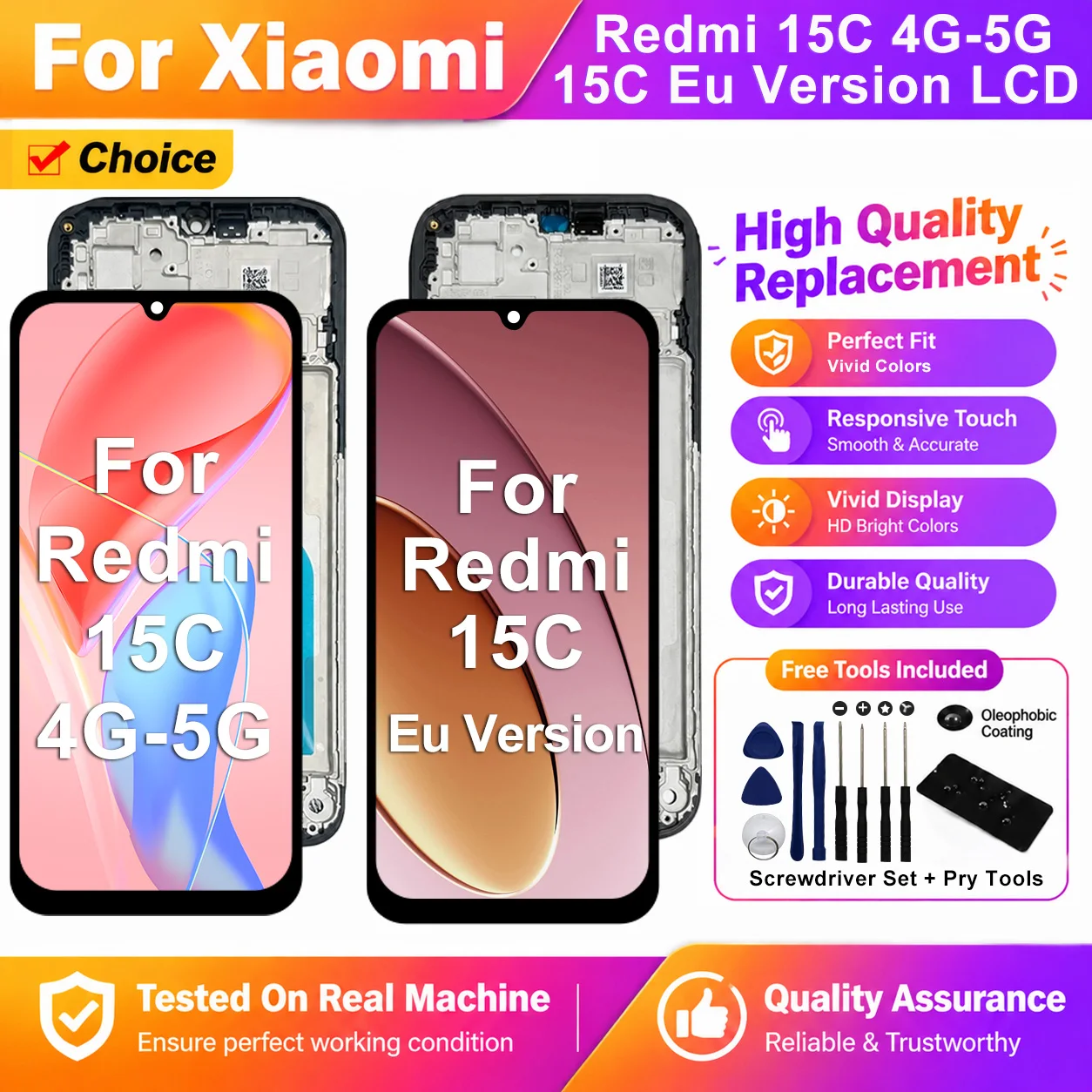 IPS For Xiaomi Redmi 15C 4G 5G Display 25078RA3EA 2508CRN2BE LCD Touch Screen Digitizer For Redmi 15C Eu Version LCD Replacement