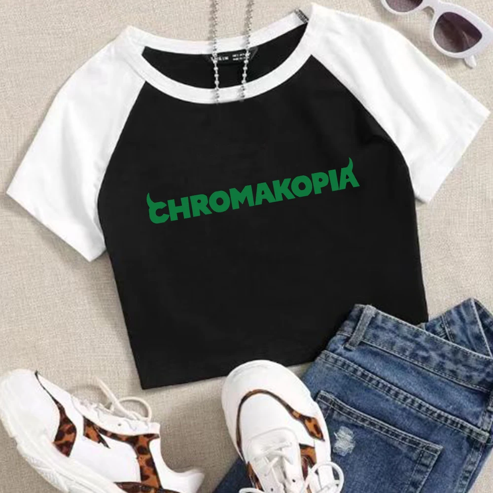 Chromakopia Tyler the Creator Girls Crop Shirts Color blocked short sleeves O-Neck Top