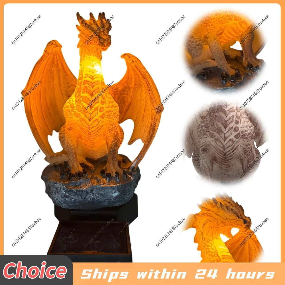 Dragon Solar Garden Light Energy-Efficient Dragons Figurine Lamp Unique Gothic Shape for Home Yard Lawn Porch Balcony Decor