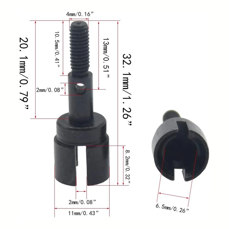 9Pack X(4Pcs Steel Dogbone Drive Shaft & Wheel Axle Replacement 08029 02033 for 94111 94108 94170 1/10 RC Car Parts,Black) view 4