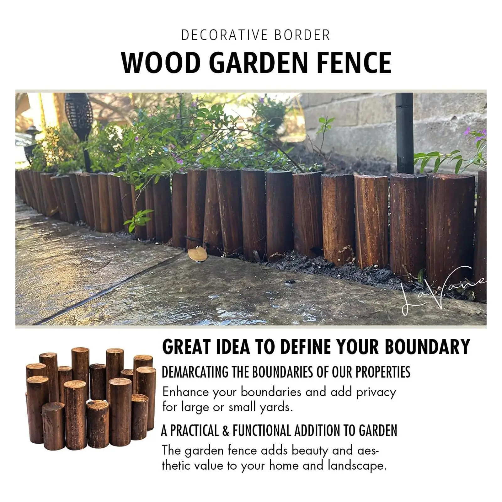 

Outdoor Wooden Garden Fence Panel Decorative Flexible Border for Flower Beds and Lawn Protection in Gardens
