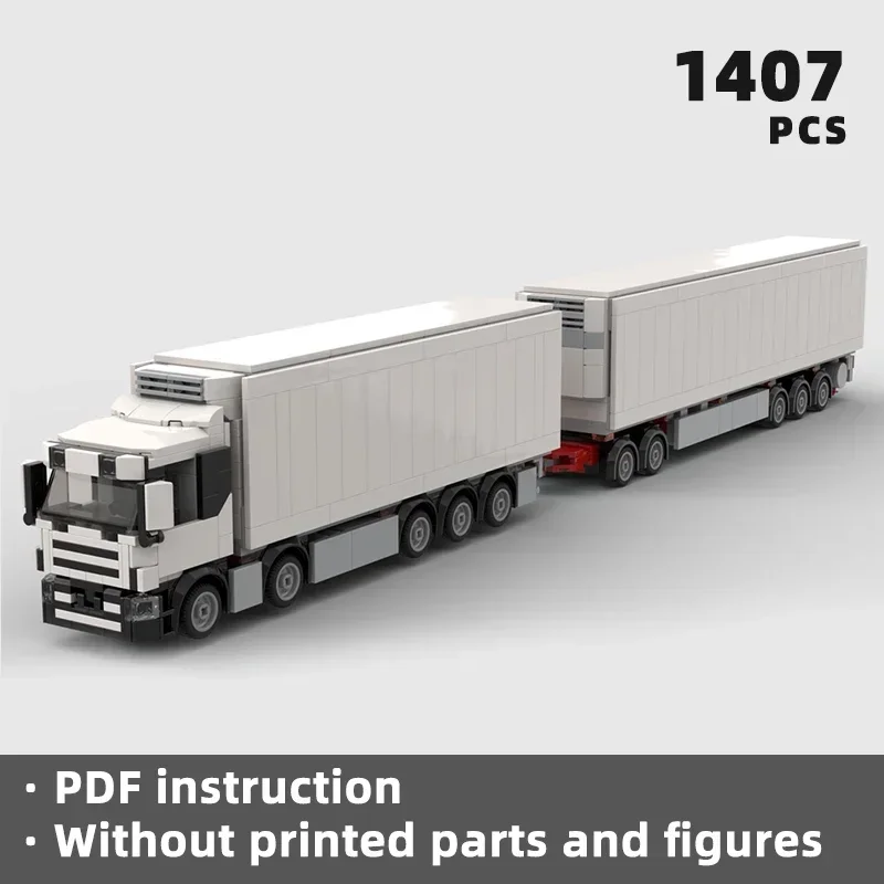 

customizable refrigerated truck with full trailer bricks forklift storage box blocks cold storage vehicle moc city cargo klocki