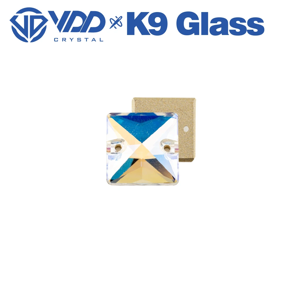 VDD S256 Moonlight Square K9 Glas aufnähbare Strasssteine, hochwertige AAAAA Kristall-Flachrück-Nähsteine – Detail 6