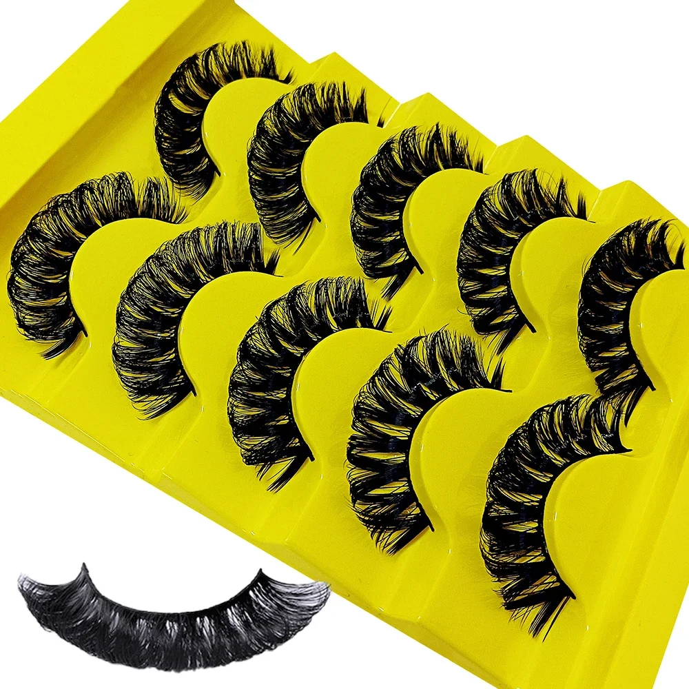 5 Pairs DD Curl Russian False Eyelashes 3D Mink Eyelashes Reusable Fluffy False Lashes eyelashes extensions