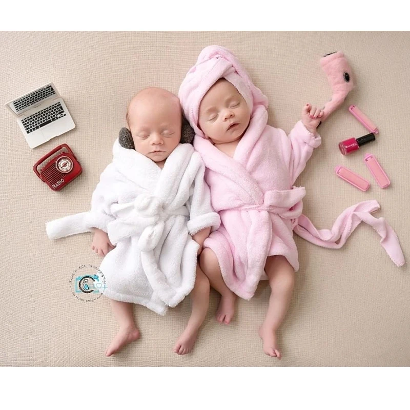 

2pcs Set Newborn Baby Photography Props Scarf Bathrobes Fotografia Plush Costume Shooting Photo Prop Shower Gift Accessories