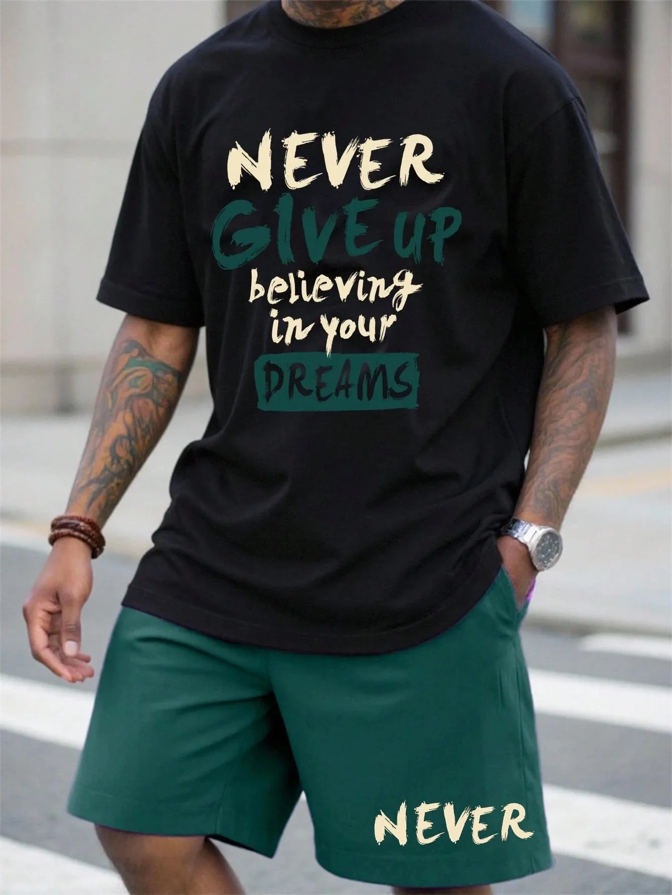 

2026 Summer New Men's Suit - Street Casual Fashion Comfortable Soft Breathable Lightweight 3D Letter Pattern Print