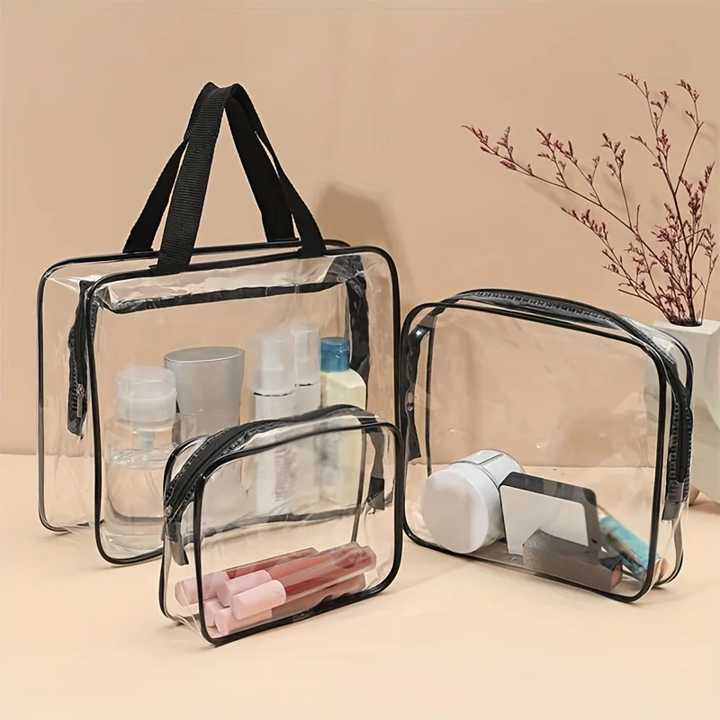 

3 Pack Clear Toiletry Bag Travel Toiletry Bag Carry On Clear Bag for Travel Clear Makeup Bag with Zipper Toiletry Bag Kit for Wo