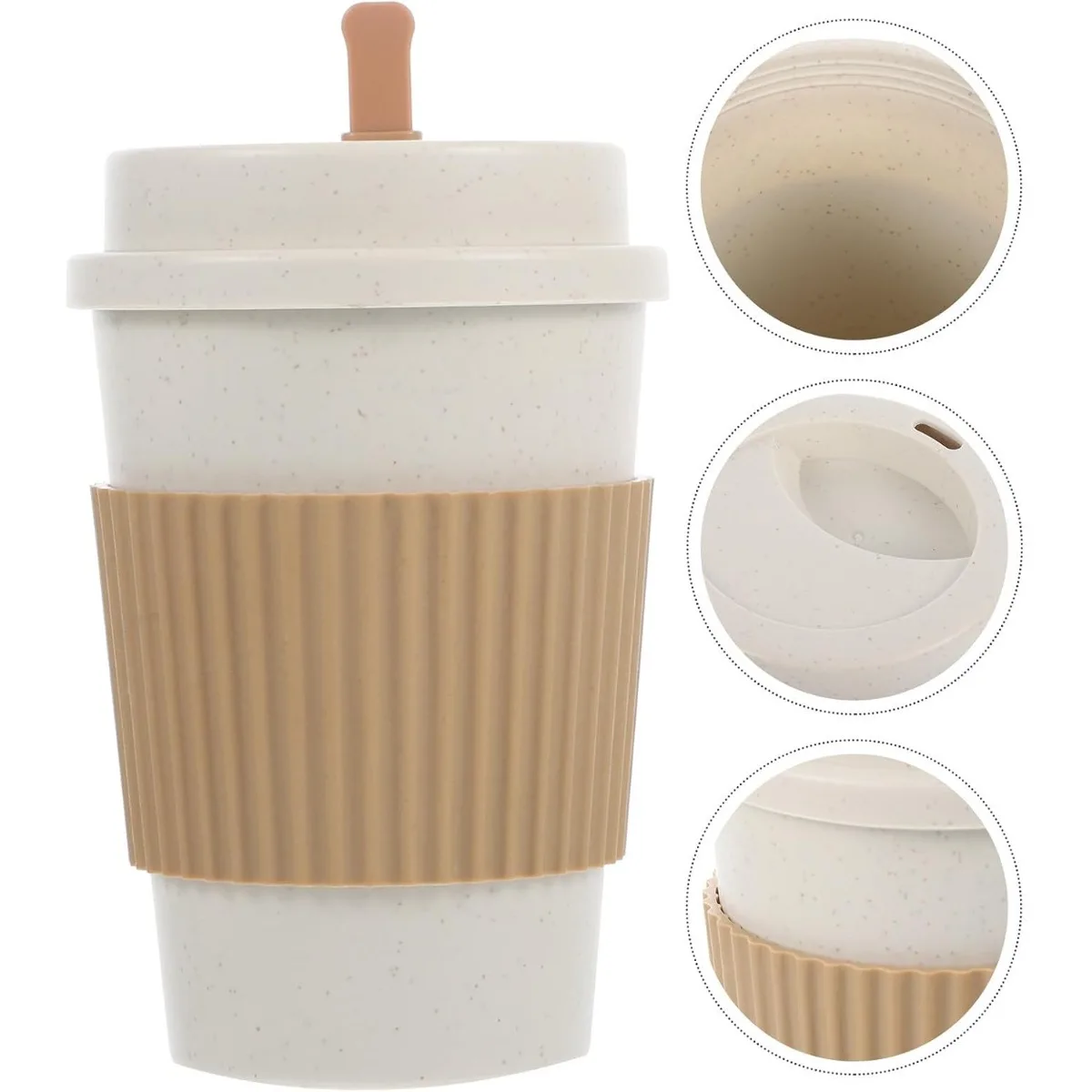 Plastic Coffee Cup with Lid Reusable Tea Cup Portable Coffee Milk Cup Dishwasher Safe Daily Household Sports Travel Outdoor Use