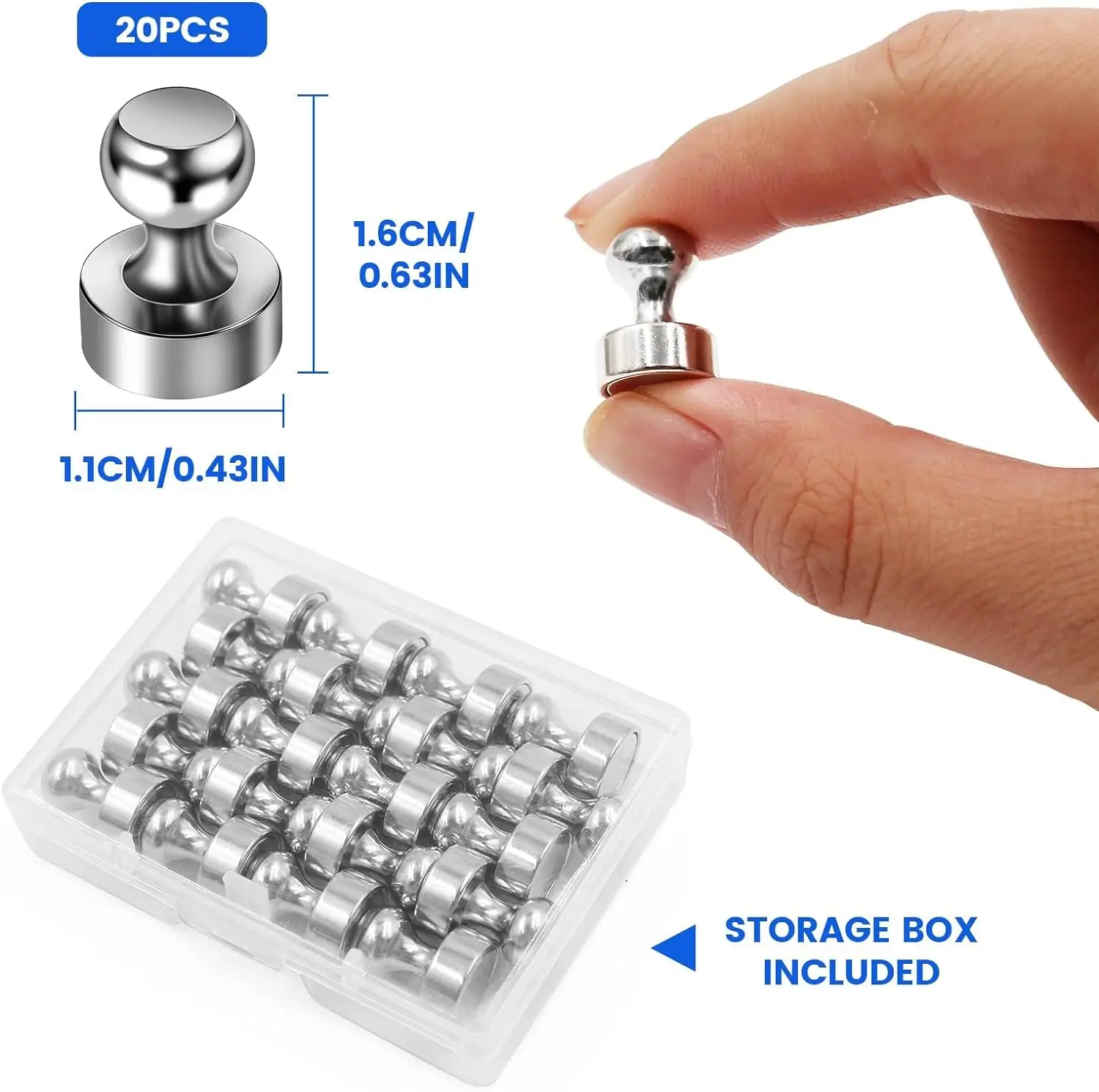 Magnetic Pins Pegboard with Storage Box Very Strong Conical Magnets Cork Board for Whiteboard Adhesion Magnets