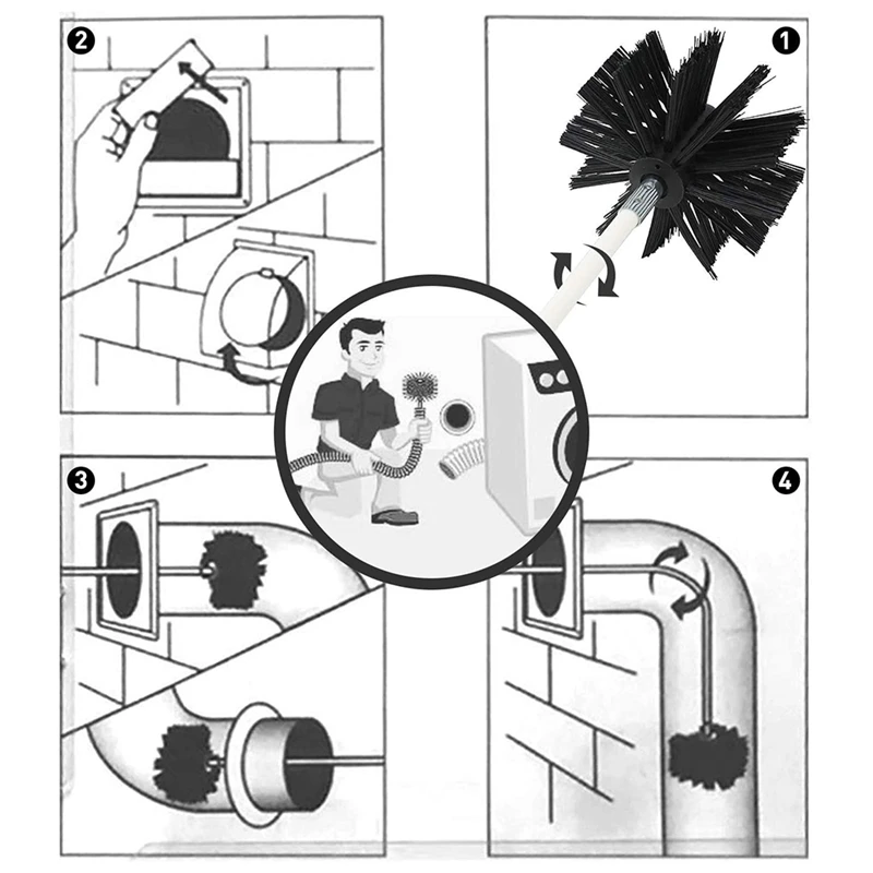 Imagem -02 - Kit Sistema de Limpeza de Chaminé Sistema de Limpeza de Chaminé com Estende Hastes Rotativas para Lareira de Varrer Hot26ft