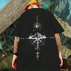 2024 New Summer Men's T-Shirt 3d Compass Printed Short Sleeve Tees Simple Fashion Male Clothing Loose Oversized T-Shirt For Men