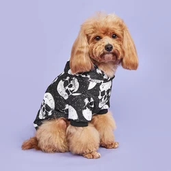 Dog Hoodie Halloween Shirts Clothes Dog Doggy Spooky Skull Pattern Dog Clothes Dog Sweatshirts Apparel Pet Turtleneck Puppy for