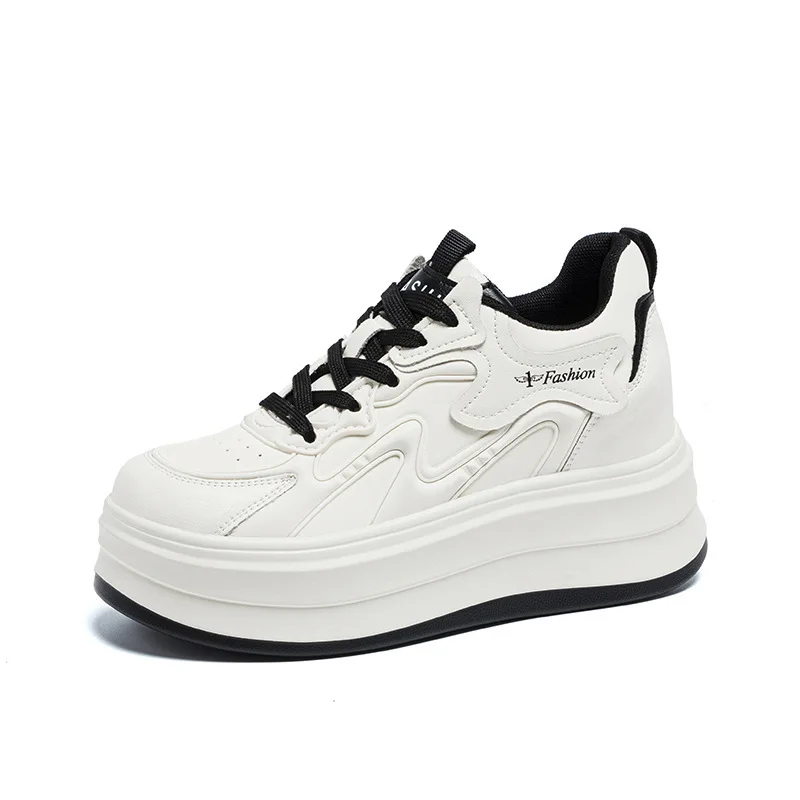 

Женские повседневные кроссовки Fujin 8 см на платформе, удобные, белые и черные, для прогулок, легкие, на каждый день