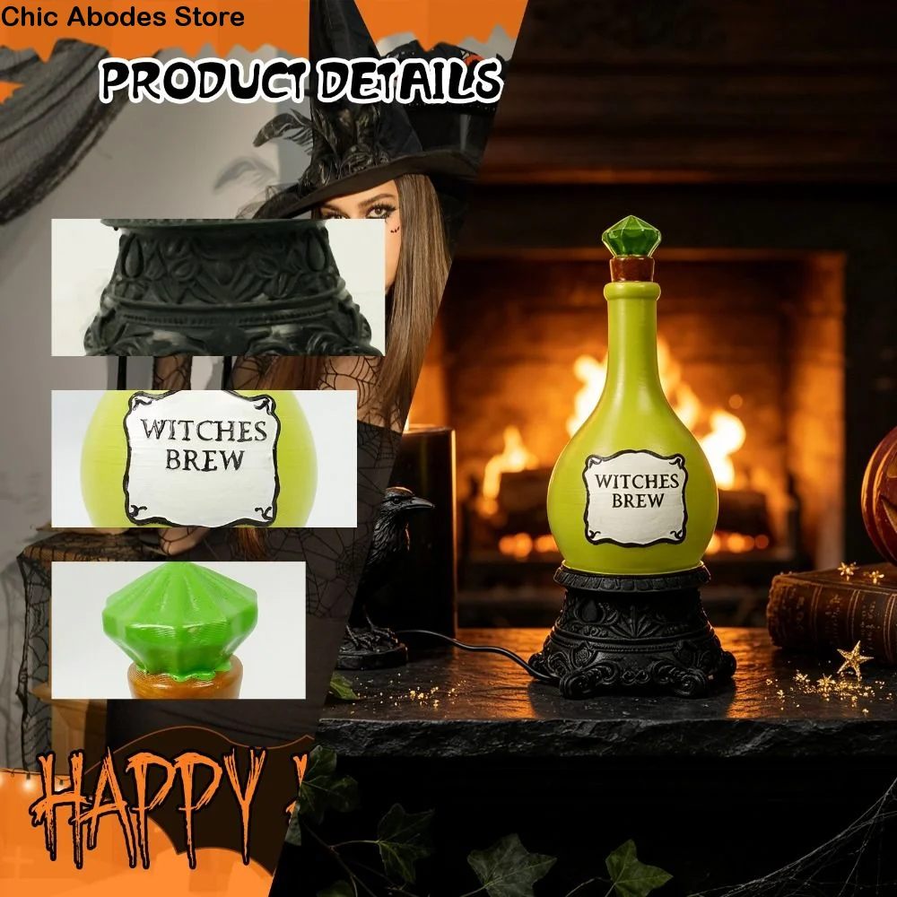 Solid Resin Resin Cauldron Light Warm Glow Light Fine Workmanship Witch Cauldron Decor Compact Mini Size Stable Standing