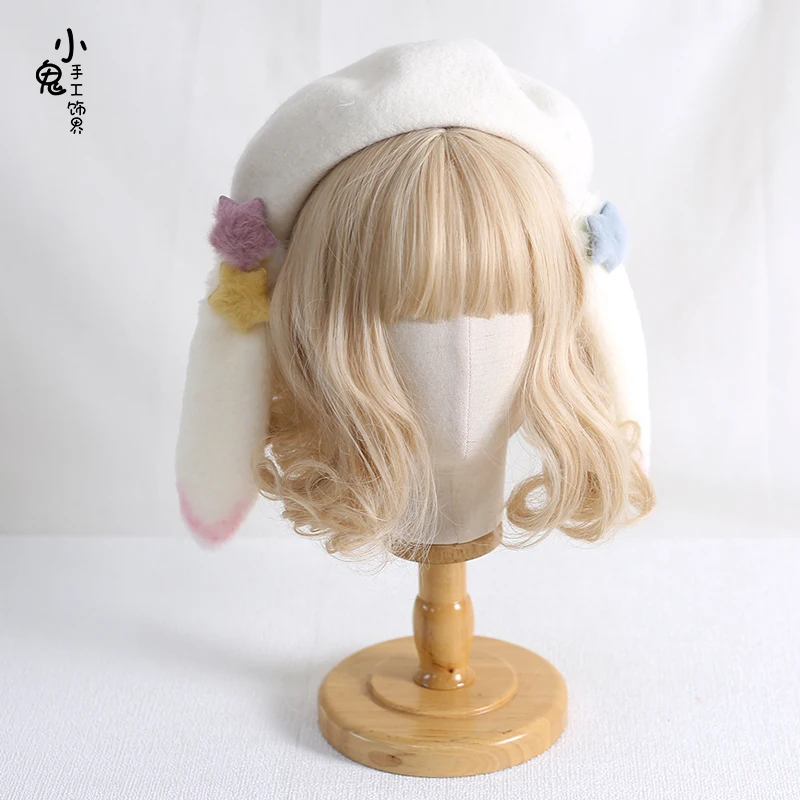 Spring Japanese Style Beret Lolita Girly Sweet Candy Rabbit Ear Autumn and Winter Warm Painter Cap