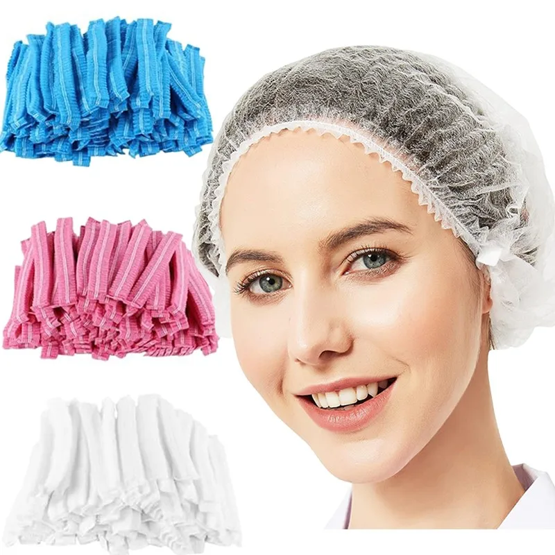 

100PCS Disposable Hair Head Caps Non Woven Dustproof Cap Eyelash Extension Makeup Tool Breathable Shower Bathing Hats