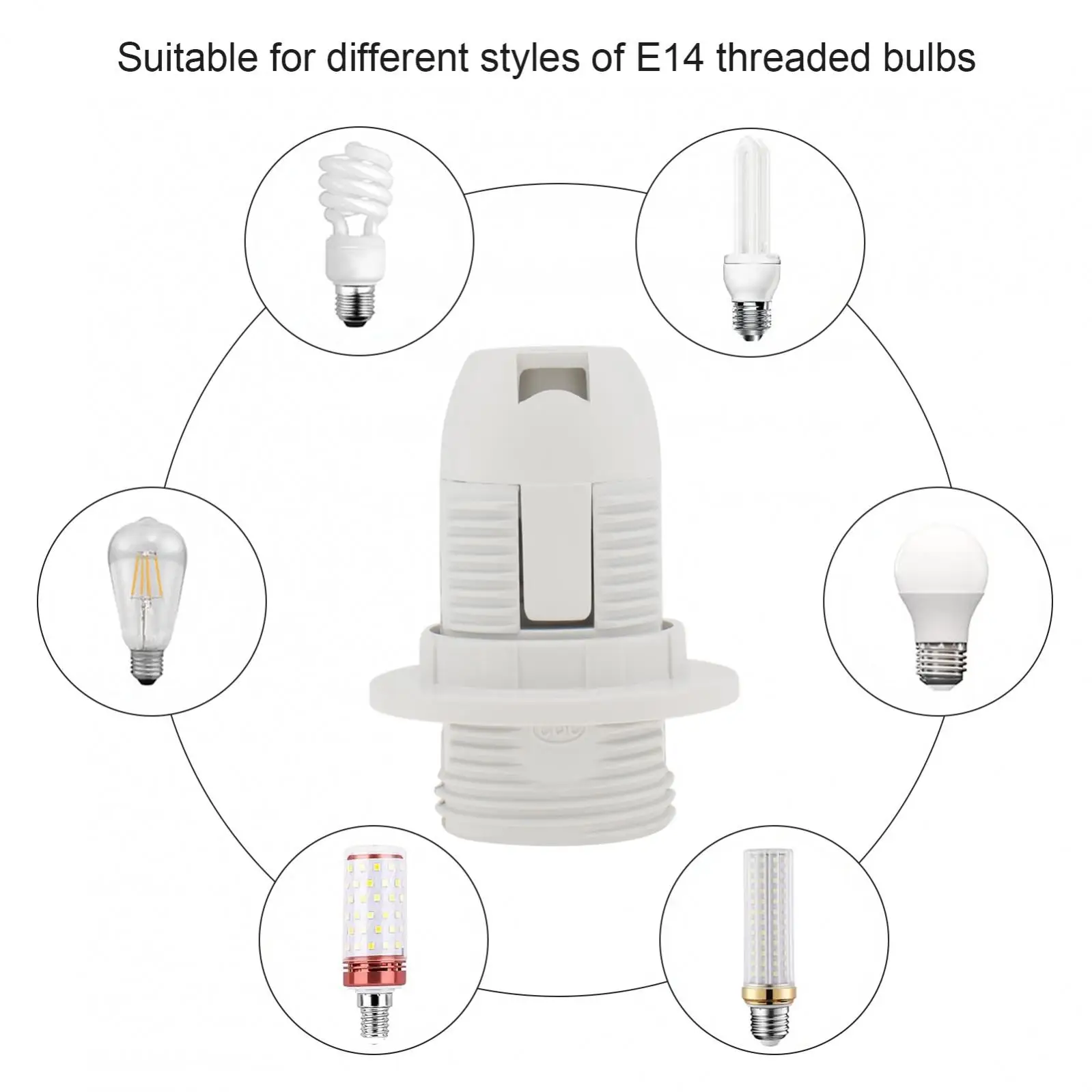 E14 Lamp Holder Edison Screw Lamp Holder Base Insulating Plastic Shell Light Bulb Socket