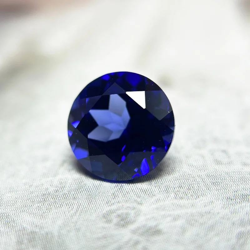 Lab Grown Sapphire Royal Blue Color Round Shape Charm Gemstones for Diy Jewelry Making Material Selectable Certificate