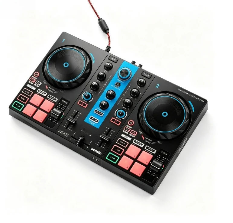 200mk2 Digital DJ Portable CompactController Mini Mixing Turntable for Live Streaming Home Party Beginner Audio Performance Gear