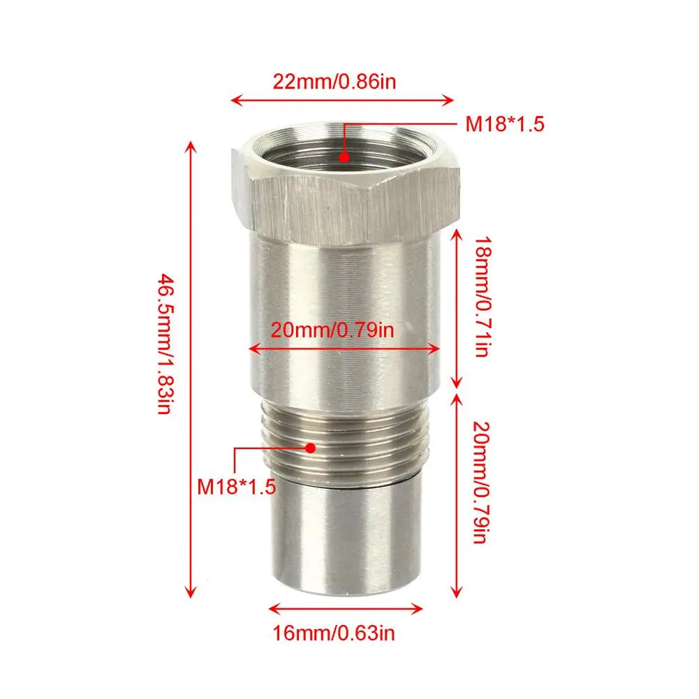 4PCS Stainless Steel Sensor Spacer Adapter Check Engine Light Cel Mini Catalyst O2 Sensor Spacer Adapter M18x1.5 Oxygen Sensor