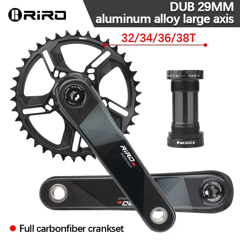 RIRO Carbon Fiber Cranks MTB 11/12 Speed 170mm Crankset Bicycle 29MM Direct Mount Chainring 32/34/36/38T for XX1 Bike Part