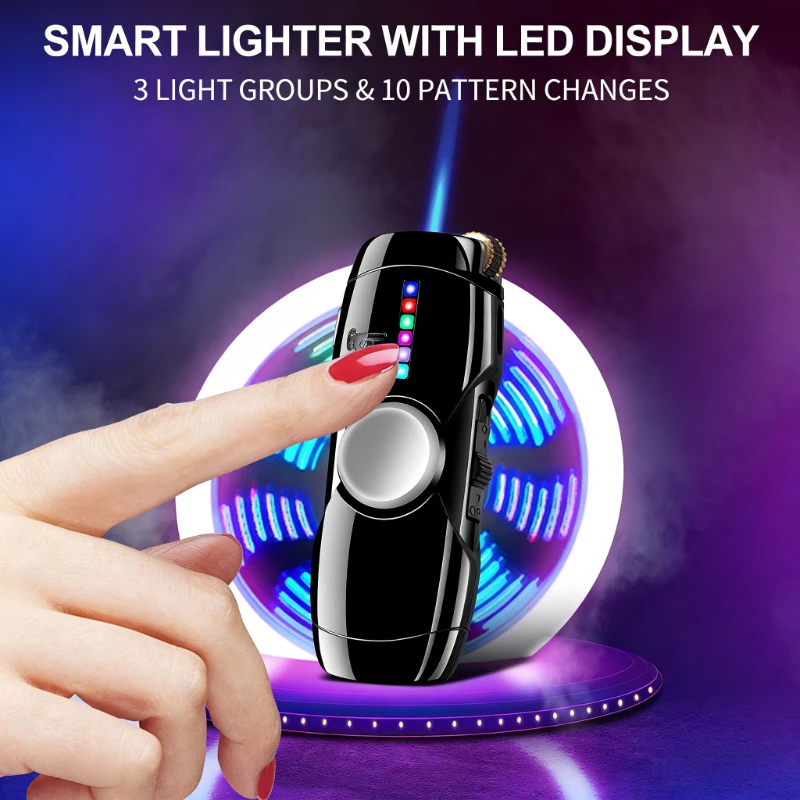 

Креативная гироскопическая зажигалка с динамической RGB LED подсветкой, ветрозащитная, для снятия стресса, вращающийся аксессуар для сигарет для мужчин
