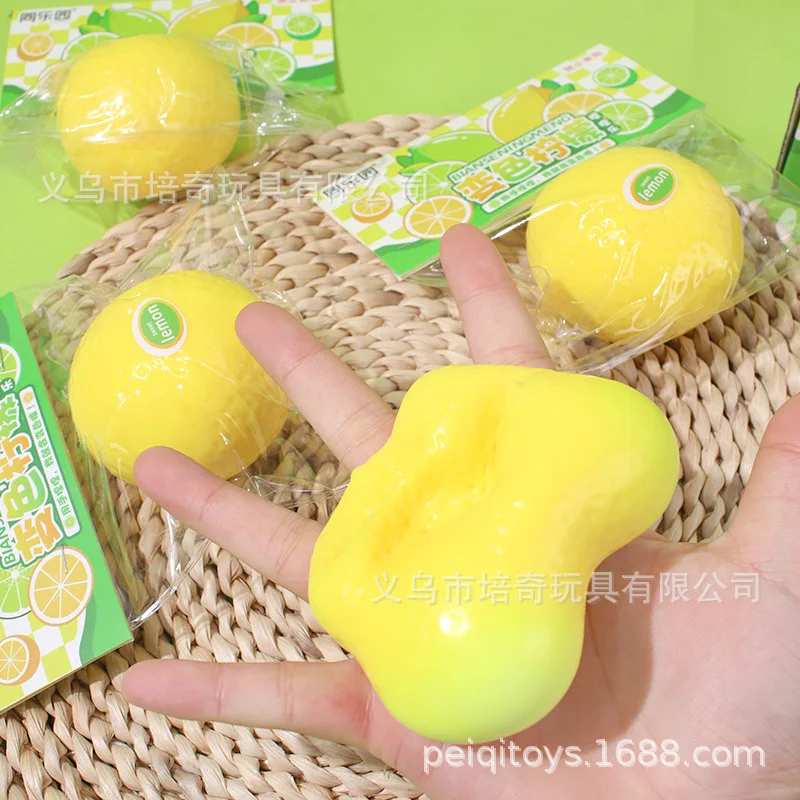 Pelota de Limón que Cambia de Color, Juguete Antiestrés de Fruta Realista de Ascenso Lento, Regalos para la Oficina