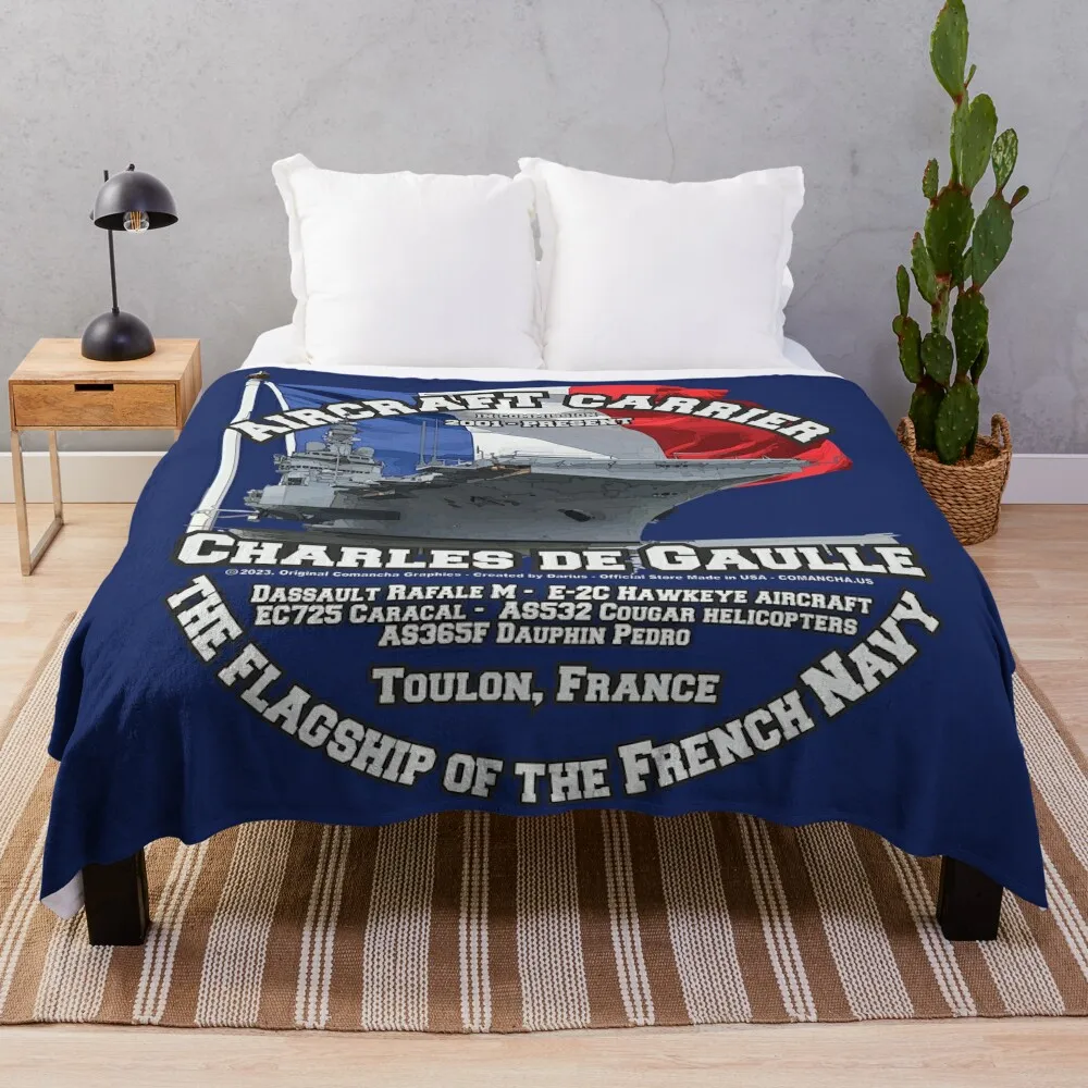 Charles de Gaulle - France Aircraft carrier veterans Throw Blanket Heavy Fluffy Softs Soft Plaid Blankets