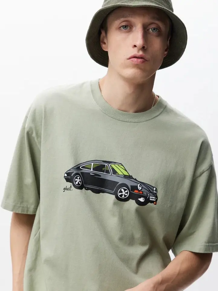 Neighborhood Trendy Japanese‑Style Men Short‑Sleeve T‑Shirt Music Theme Print Casual Unisex Tops