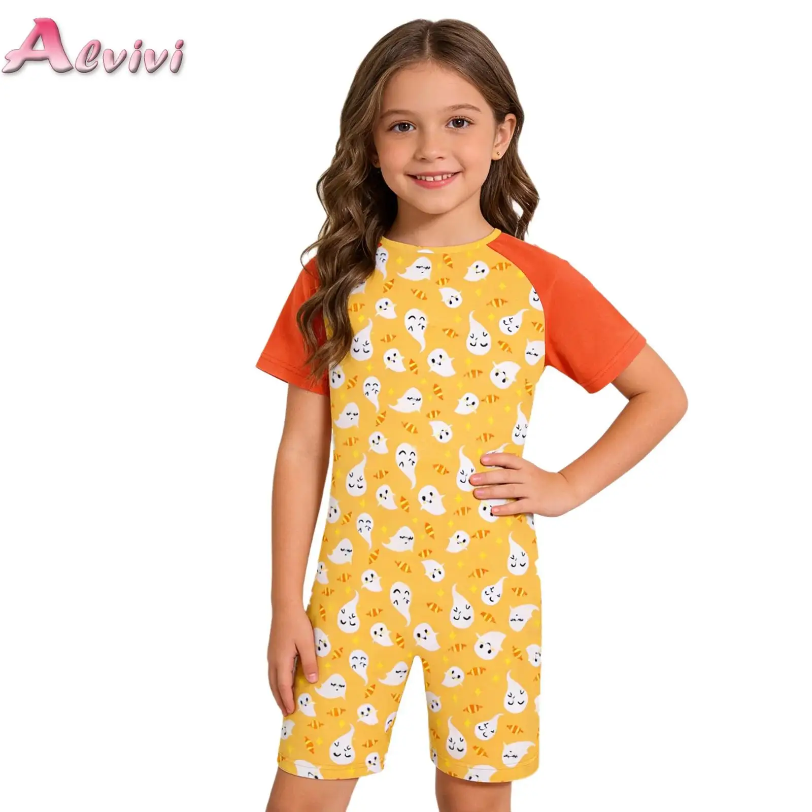 

Kids Cute Printed Jumpsuit Boys Girls Special Needs Adaptive Clothing Round Neck Short Sleeve Back Zipper Anti-Strip Romper
