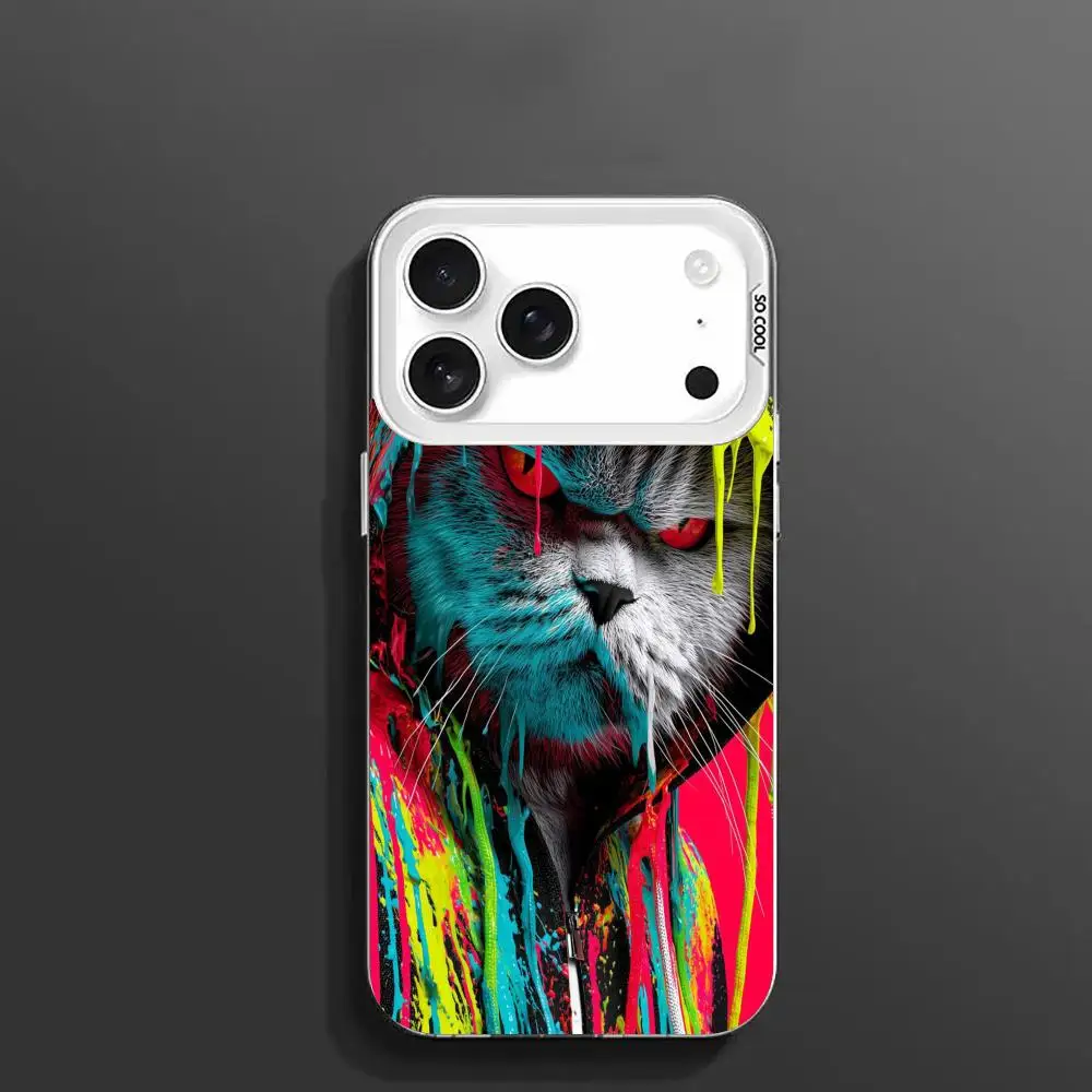 حافظة هاتف على شكل قطة مطلية لهاتف iPhone17 16 15 14 13 12 11 Pro/ Max/Plus غطاء خلفي مقاوم للصدمات ومضاد للبصمة #4