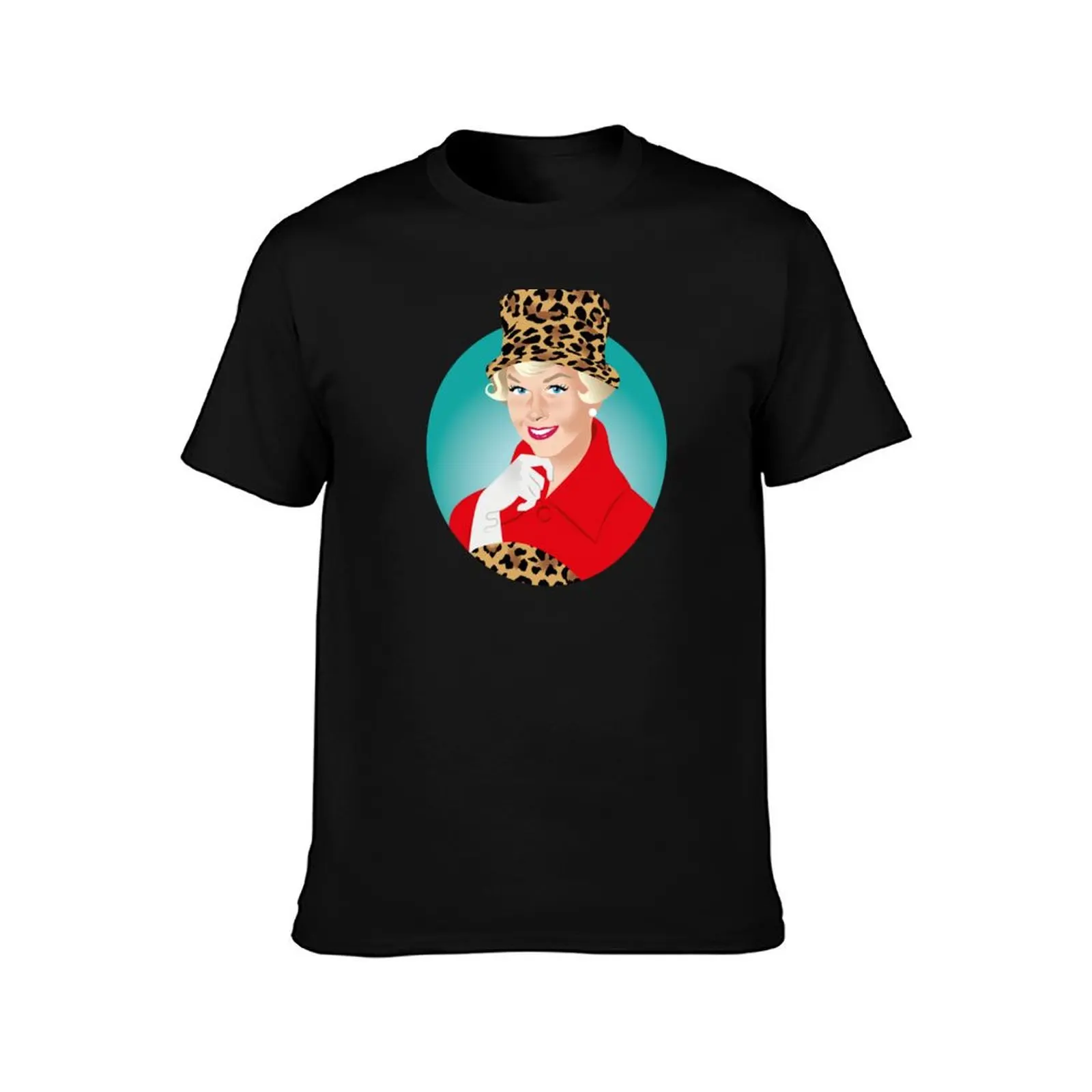 Lady in leopard print hat T-Shirt graphic t shirts shirts graphic mens big and tall t shirts