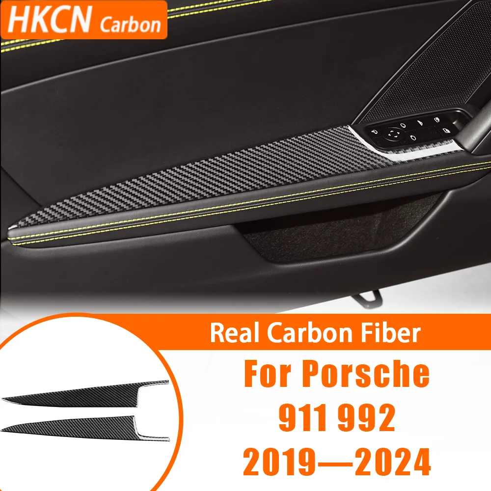 

Carbon Fiber Inner Door Armrest Panel Cover Trim Modification Sticker For Porsche 992 911 Car Interior Accessories