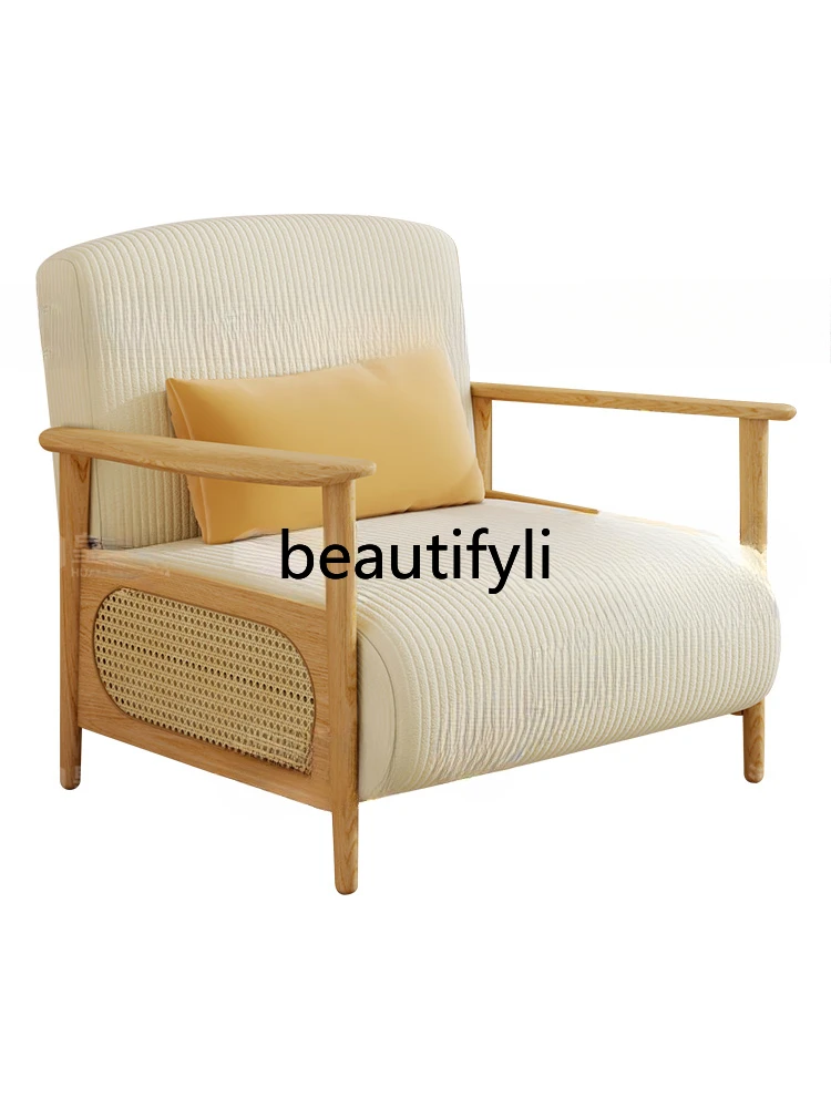 

Solid wood sofa bed dual-purpose multi-function foldable push-pull bed log living room single sofa bed